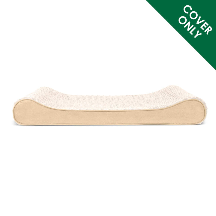 Furhaven Replacement Dog Bed Cover Ultra Plush Faux Fur & Suede Contour Luxe Lounger, Machine Washable - Cream, Large