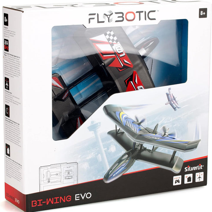 Flybotic Bi-Wing Evo RC Plane- Red, Medium