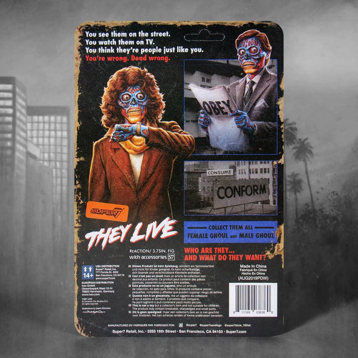 Super7 They Live Male Ghoul - 3.75" They Live Action Figure with Accessories Classic Horror Collectibles and Retro Toys Male (Blue)