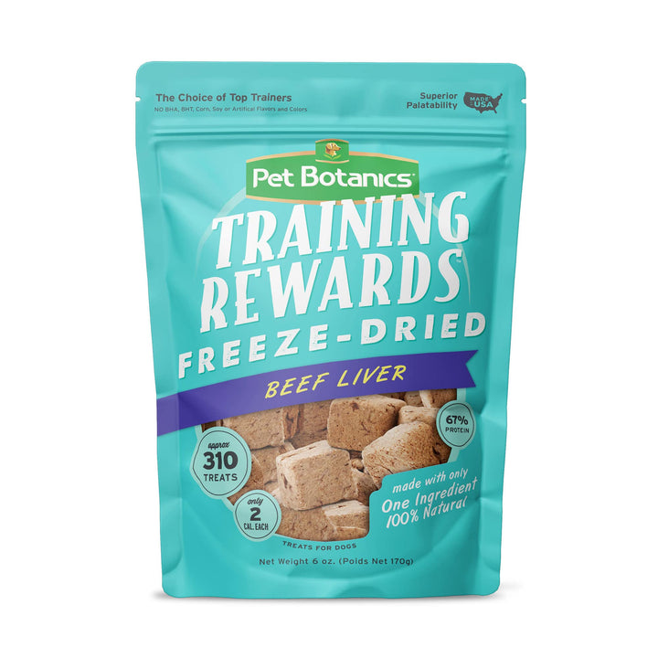 Pet Botanics 4 oz. Pouch Training Reward Freeze Dried, Beef Liver Flavor, with 310 Treats Per Bag, The Choice of Top Trainers 6 Ounce (Pack of 1)