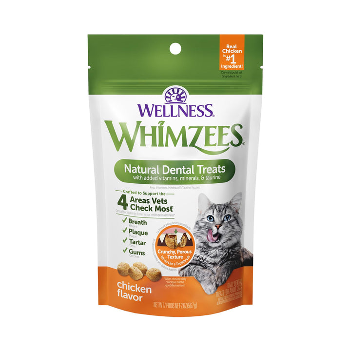 Whimzees Wellness Natural Cat Dental Treats, Chicken & Salmon Flavor, 2 Ounce 2 Ounce (Pack of 1)