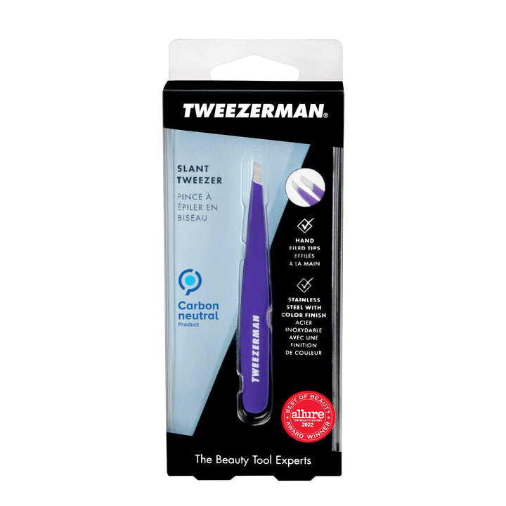 Tweezerman Exclusive Neon Purple Slant Tweezer - Hair Removal Tweezers, Stainless Steel