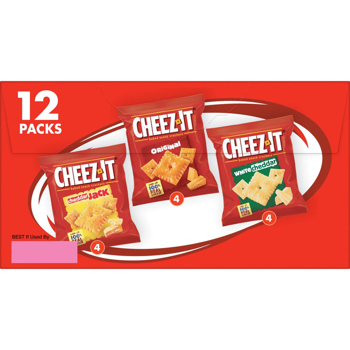 Cheez-It Cheese Crackers, Baked Snack Crackers, Lunch Snacks, Variety Pack, 12.1oz Box (12 Packs) 1.01 Ounce (Pack of 12)