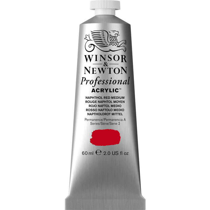 Winsor & Newton Professional Acrylic Paint, 60ml (2-oz) Tube, Naphthol Red Medium 2-oz Tube