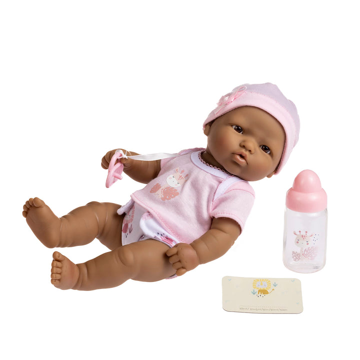 JC Toys - La Newborn Nursery | 7 Piece Baby Doll Gift Set | 12" Life-Like Hispanic Doll with Accessories | Purple | Ages 2+ (18347) Pink Hispanic