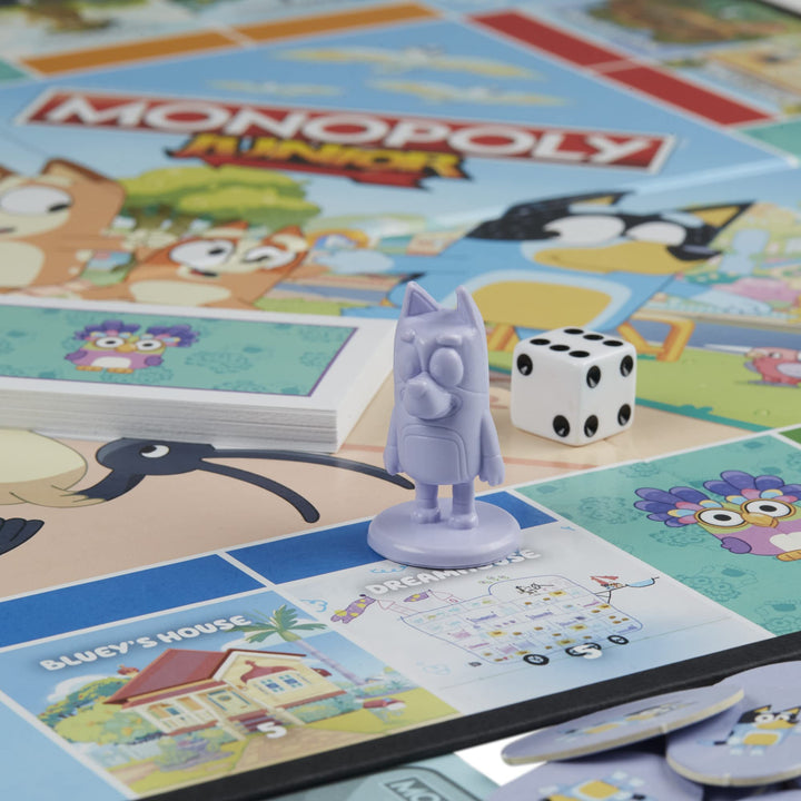 Hasbro Gaming Monopoly Junior: Bluey Edition Board Game for Kids Ages 5+, Play as Bluey, Bingo, Mum, and Dad, Features Artwork from The Animated Series (Exclusive)