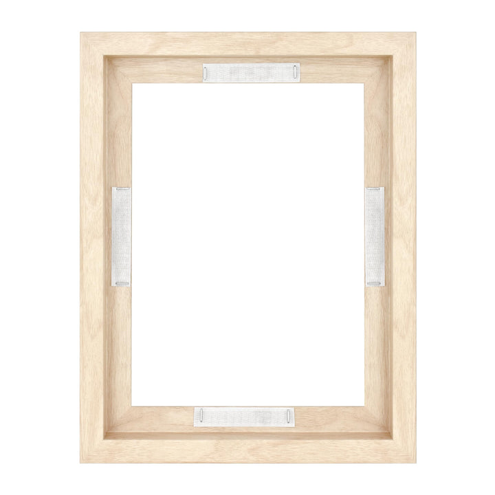 MCS Floating Frame with Canvas Included, Art Frames for Canvas Paintings with Adhesive Fasteners and Hanging Hardware, Walnut Woodgrain, 18 x 24 Inch 18x24