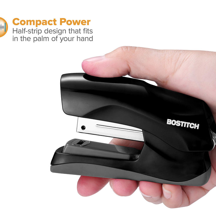 Bostitch Office Heavy Duty Stapler, 40 Sheet Capacity, No Jam, Half Strip, Fits into the Palm of Your Hand, For Classroom, Office or Desk, Black, 3-Pack Black, Compact, 3-pack