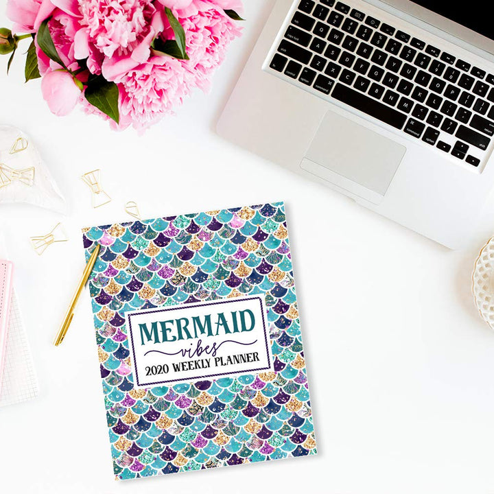 Mermaid Vibes: 2020 Weekly Planner: Jan 1, 2020 to Dec 31, 2020: Weekly & Monthly View Planner, Organizer & Diary: Purple & Teal Scales 3883