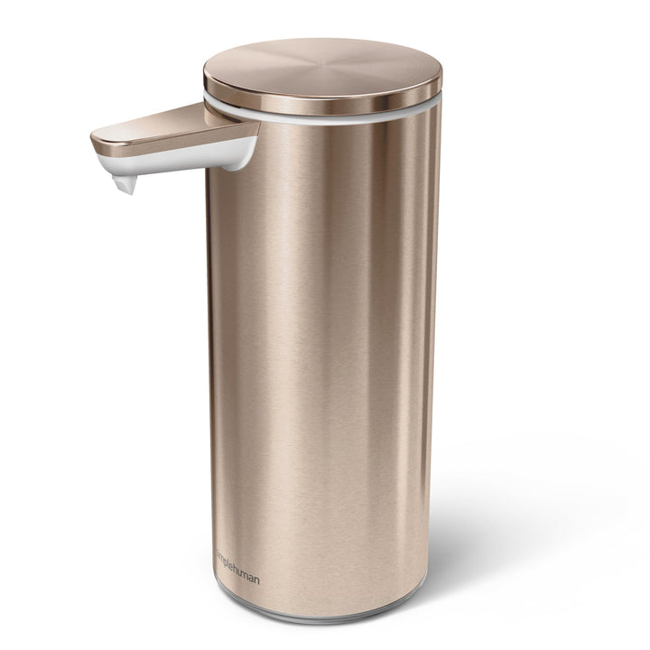 simplehuman 9 oz. Touch-Free Rechargeable Sensor Liquid Soap Pump Dispenser, Rose Gold Stainless Steel 9 oz. Rechargeable