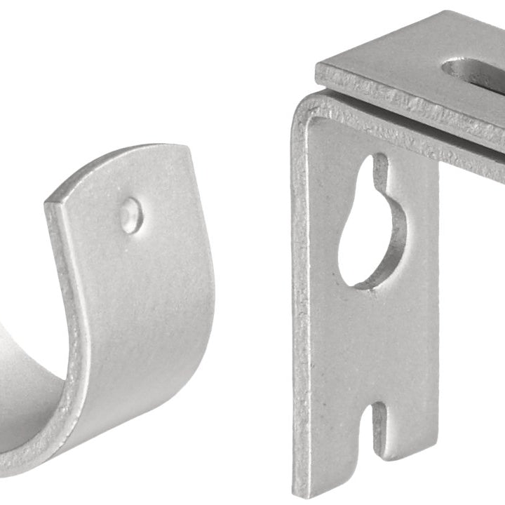 Basics Adjustable Curtain Rod Wall Bracket Hooks, Set of 2, Silver Nickel - 4-Pack (8 Brackets Total)