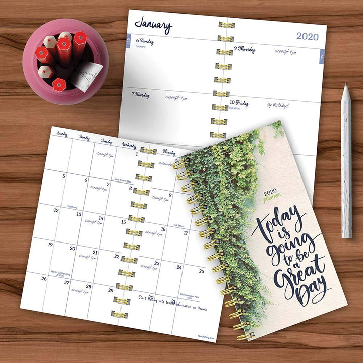 2020 Green Day Small Weekly Monthly Spiral Planner