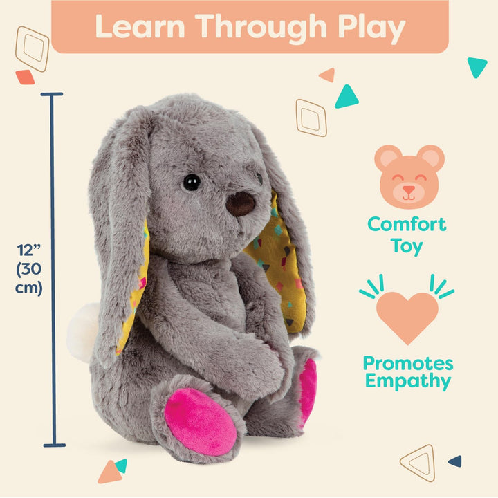 B. toys- B. softies- 12" Plush Bunny- Huggable Stuffed Animal Rabbit Toy- Soft & Cuddly Plush Bunny – Washable – Newborns, Toddlers, Kids- Happy Hues- Sprinkle Bunny - 0 Months + Dark Grey