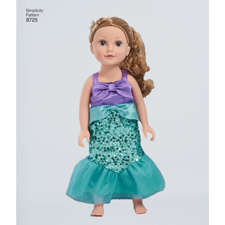 Simplicity 8725 Disney Princess Ariel Halloween Costume Sewing Pattern, for Girls and Dolls Sizes 3-8