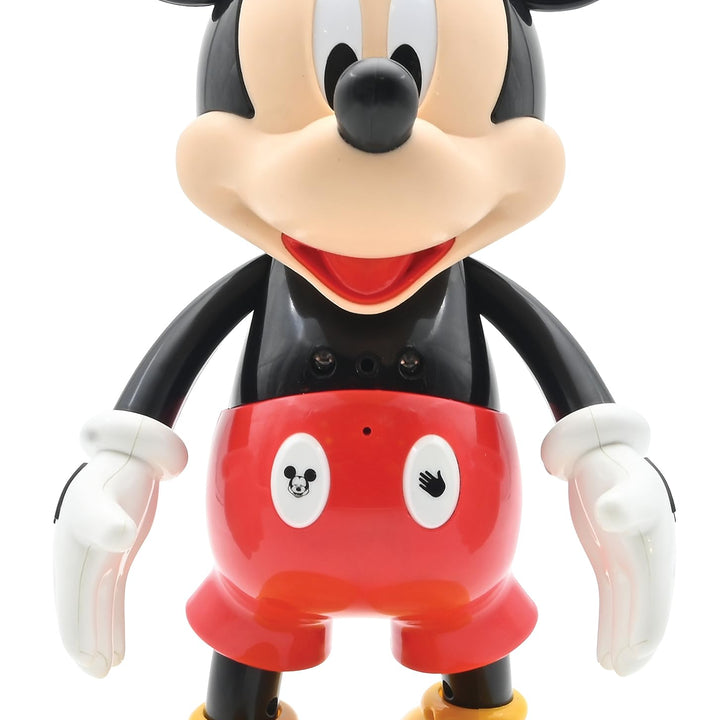 LEXiBOOK - Disney - Bilingual Mickey Robot - English/Spanish, 100 educational quizzes, light effects, dance, programmable, articulated, Black/red - MCH01i2