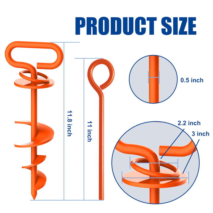 Eurmax USA Heavy-Duty Dog Tie Out Stakes Easy Installation Yard Dog Leash Anchor Dog Stake for Outside Portable Camping Dog Ground Anchor Dog Anchor for Large Dogs,Trampoline, 1-Pack(Orange) Orange 1pc with bag