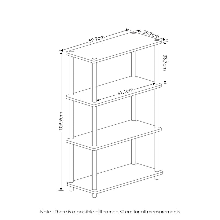 Furinno Turn-N-Tube 5-Tier Multipurpose Shelf / Display Rack / Storage Shelf / Bookshelf, Classic Tubes, Sonoma Oak/White 5-Tier Classic Tube