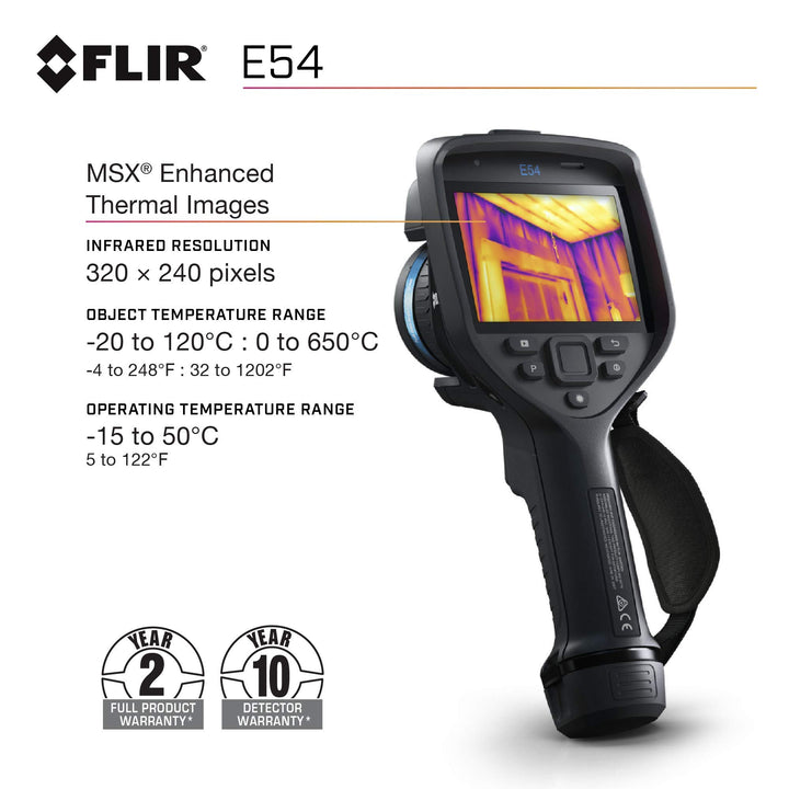 FLIR E54 Advanced Thermal Imaging Camera with 24° Lens, 320x240, -20°C to +650°C