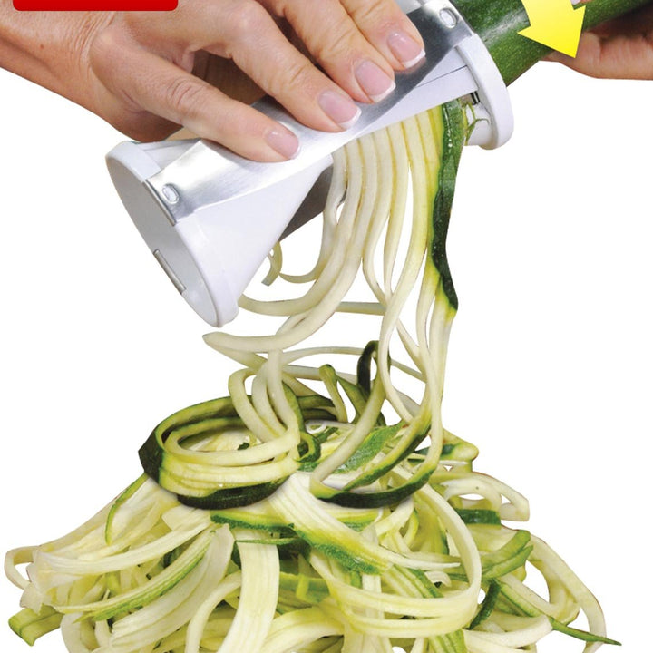 Veggie Slicer, Dual Stainless Steel Blade Vegetable Cutter for Thick or Thin Noodle, Works with Zucchini, Squash, Cucumbers, Carrots, and more,White