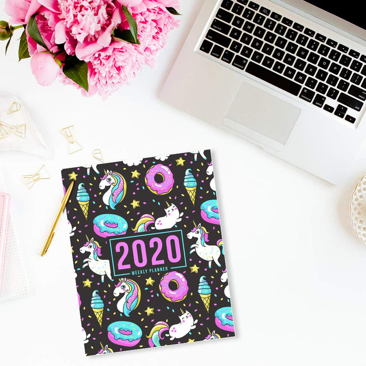 2020 Weekly Planner: January 1, 2020 to December 31, 2020: Weekly & Monthly View Planner, Organizer & Diary: Unicorns & Ice Cream 805-1