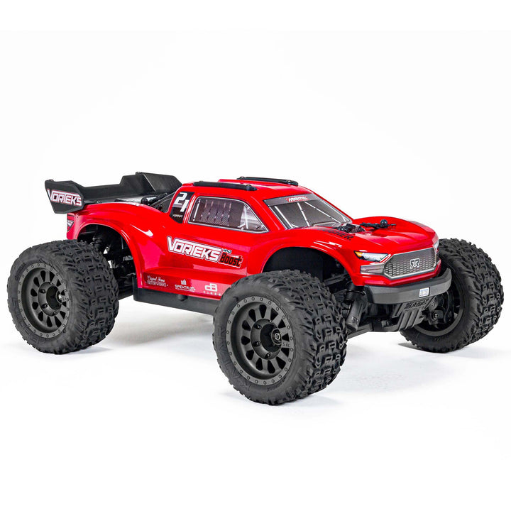 ARRMA RC Truck 1/10 VORTEKS 4X2 Boost MEGA 550 Brushed Stadium Truck RTR with Battery & Charger, Red, ARA4105SV4T1