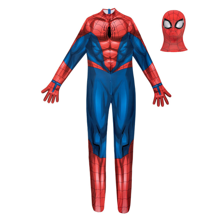 MARVEL Spider-Man Official Adult Deluxe Zentai Halloween Costume - Stretch Spandex with Hidden Zippers and Wrist Slits Large