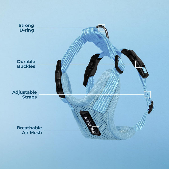 Voyager Step-in Lock Pet Harness - All Weather Mesh, Adjustable Step in Harness for Cats and Dogs by Best Pet Supplies - Baby Blue, L