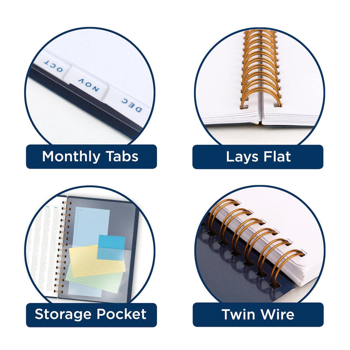 AT-A-GLANCE 2024 Weekly & Monthly Planner, 5-1/2" x 8-1/2", Small, Wirebound, Signature Collection, Navy (YP2002024) 2024 Old Edition