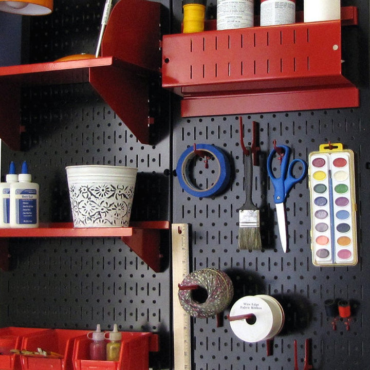 Wall Control Metal Pegboard and Tool Board Accessory Kit Black Pegboard + Accessory Kit, Black