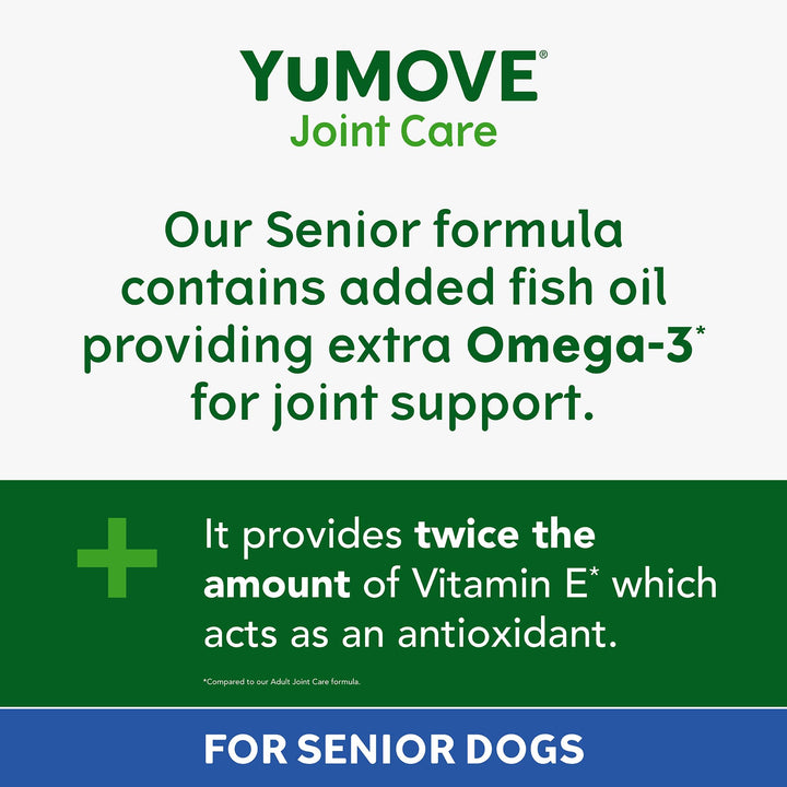 YuMOVE Senior Dog Tablets | Higher Strength Hip and Joint Supplement for Dogs with Glucosamine, Hyaluronic Acid, Green Lipped Mussel | Dogs Aged 8+ | 120 Tablets