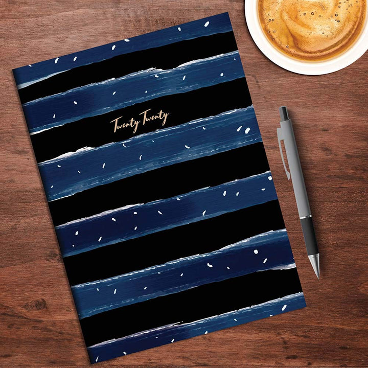 2020 Dark Blue and Black Stripes Medium Monthly Planner