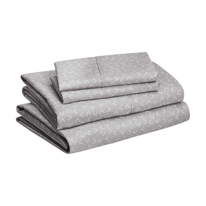 Basics Lightweight Super Soft Easy Care Microfiber 3 Piece Sheet Set with 14" Deep Pockets, Twin, Gray Arrows, Printed