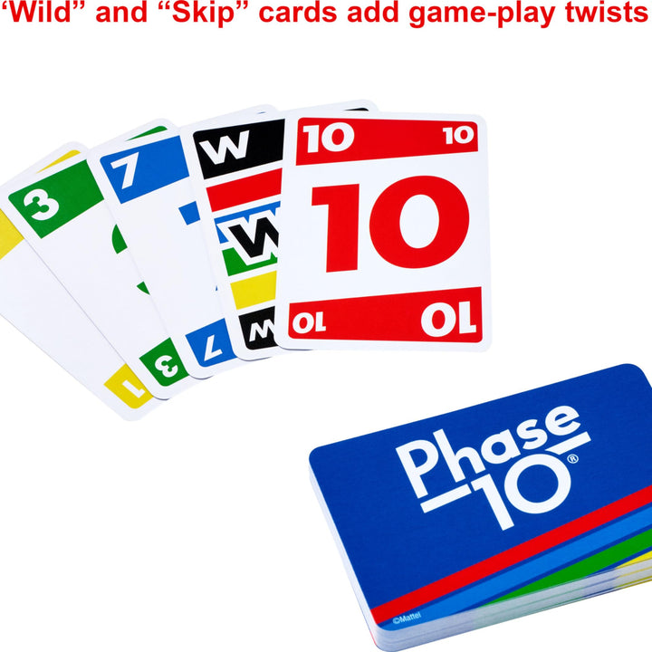 Mattel Games Phase 10 Card Game for Families, Adults and Kids, Challenging & Exciting Rummy-Style Play in a Storage Tin (Exclusive)