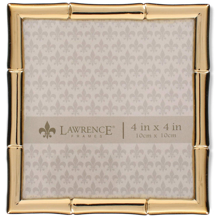 Lawrence Frames 8x10 Black Polished Metal Picture Frame with Bamboo Design, or 5x7 with Included Mat Black Smoke 8x10 (5x7 Mat)