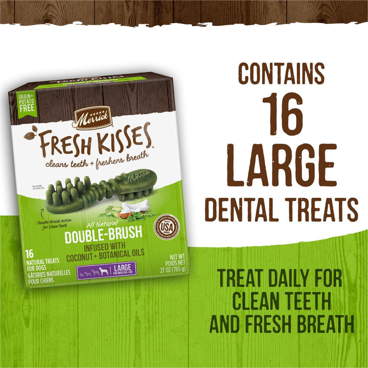 Merrick Fresh Kisses Dog Dental Chews For Large Breeds, Grain Free Dog Treats with Coconut and Botanical Oils - (6) 7 ct. Bags Large Dog (50+ Pound) Coconut + Botanical Oil 7 Count (Pack of 1)