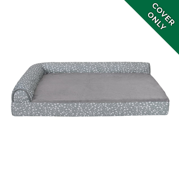 Furhaven Replacement Dog Bed Cover Plush & Almond Print L Shaped Chaise, Machine Washable - Gray Almonds, Jumbo (X-Large)