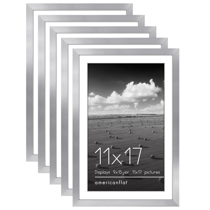 Americanflat 12x16 Picture Frame with Polished Plexiglass - Set of 5 - Use as 8.5x11 Frame with Mat or 12x16 Frame Without Mat - Galleria Collection - Gallery Wall Frame Set for Wall Display - White