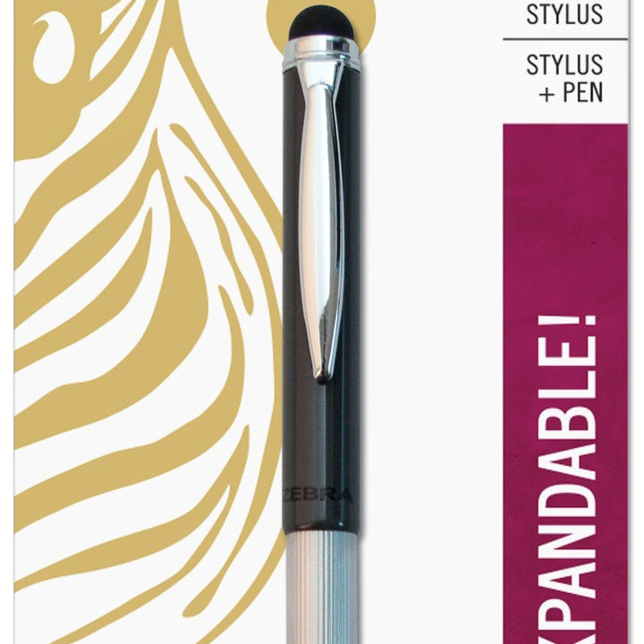 Zebra Pen StylusPen Telescopic Ballpoint Pen, Medium Point, 1.0mm, Black Ink, Grey Barrel, 1-Count 1 Count (Pack of 1)