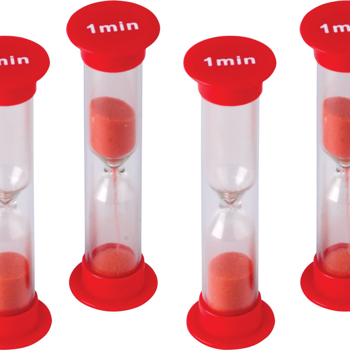 Teacher Created Resources 1 Minute Sand Timer - Small (20646), Red, Pack of 4