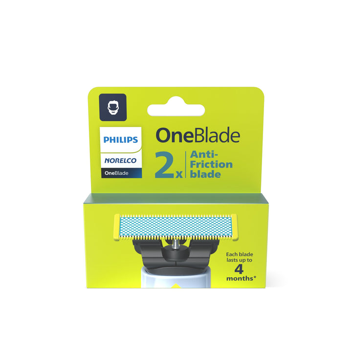 Philips Norelco Genuine OneBlade Anti-Friction Replacement Blades, 2 Count, QP225/80 1 Count (Pack of 2)