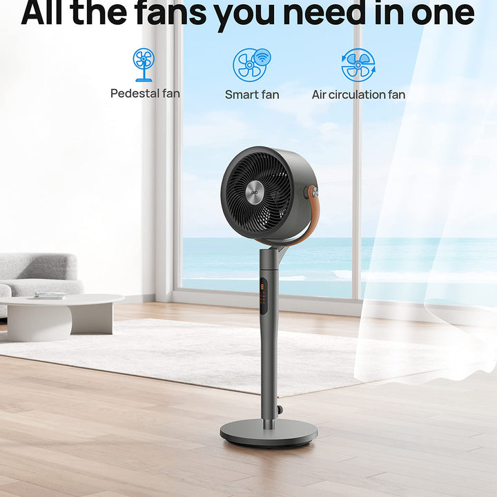 Dreo Tower Fan for Bedroom, 25ft/s Velocity Quiet Floor Fan, 90° Oscillating Fans for Indoors with 4 Speeds, 4 Modes, 8H Timer, Bladeless Fan, Standing Fans, Grey, Nomad One (DR-HTF007)