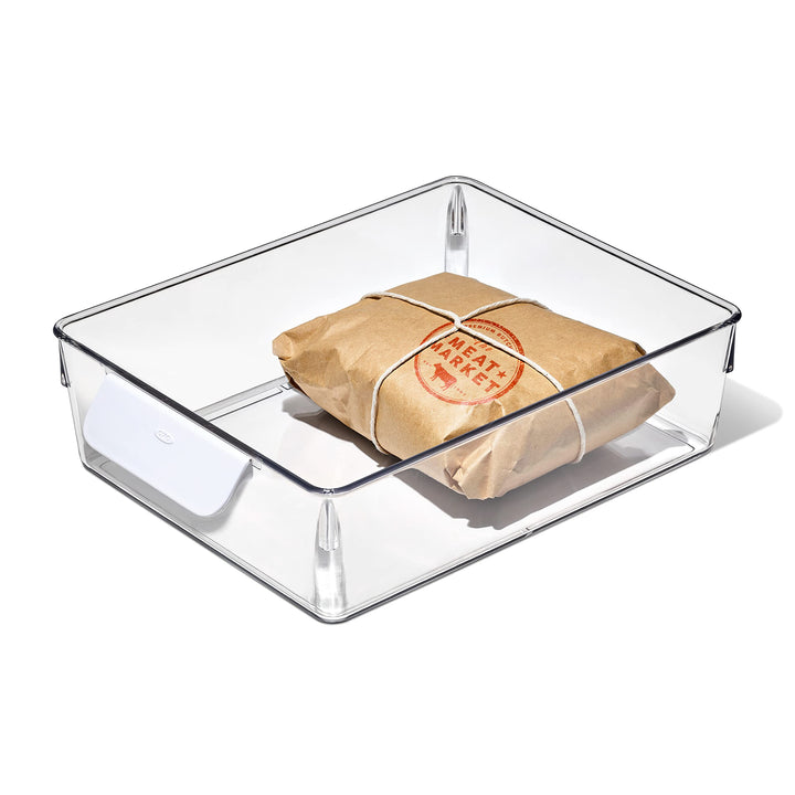 OXO Good Grips Fridge Organization Bin 8 in x 10 in - for Deli Meats, Cheeses, Loose Fruits and More Storage Bin 8 x 10 in