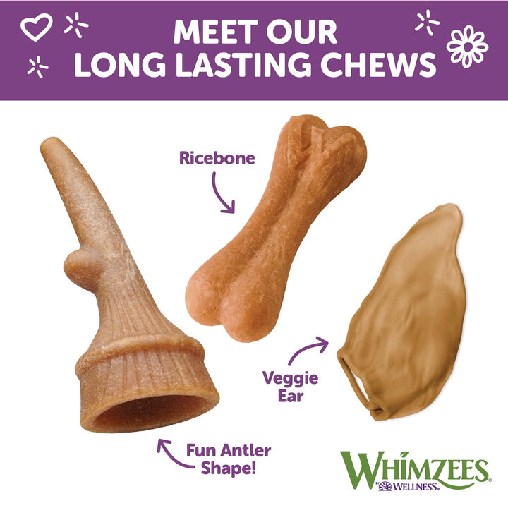 WHIMZEES by Wellness Rice Bone Natural Dog Dental Chews, Long Lasting Treats, Grain-Free, Freshens Breath, For Dogs 25-60 lbs, 9 count Ricebone