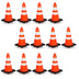 Pyle 12-Pack Traffic Safety Cones 18" inch High Visibility, Reflective Collars, PVC Durable Construction Orange Cones, w/easy to carry Hook, Sturdy for Traffic, Home, Parking, Road Safety, Driveway 18 Inch