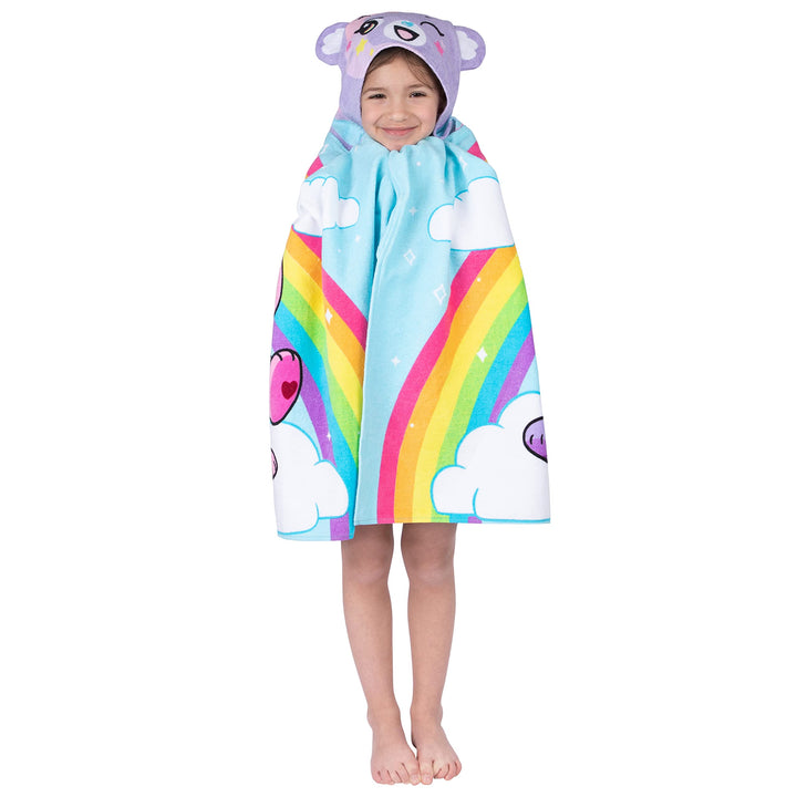 Care Bears Bath/Pool/Beach Soft Cotton Terry Hooded Towel Wrap, 24 in x 50 in, By Franco Kids Care Bears