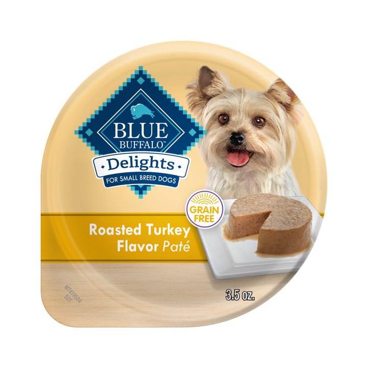 Blue Buffalo Delights Natural Adult Small Breed Wet Dog Food Cups, Pate Style, Roasted Turkey Flavor in Savory Juice 3.5-oz (Pack of 12) 3.5 Ounce (Pack of 12)