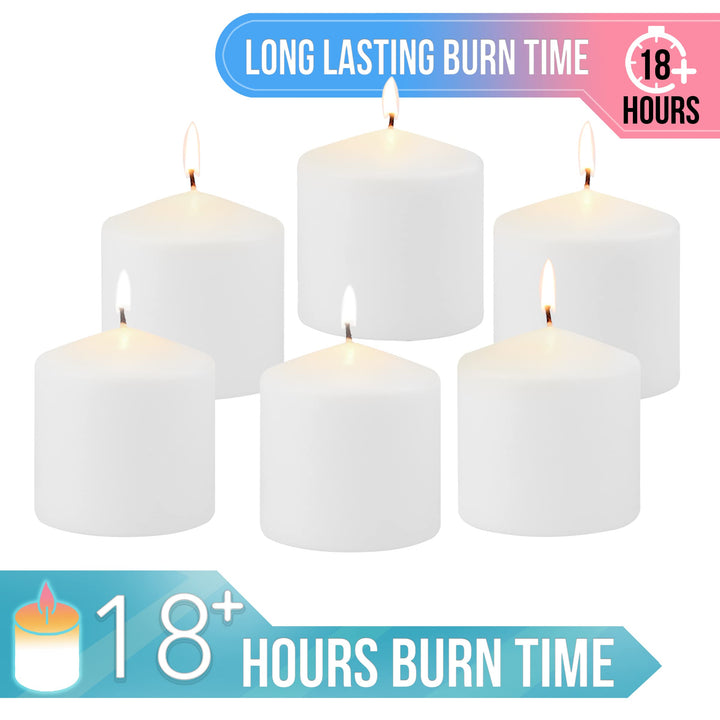 Stonebriar 3 Pack Tall 3 x 6 Inch 65 Hour Long Burning Unscented White Wax Pillar Candles 3x6 3.0