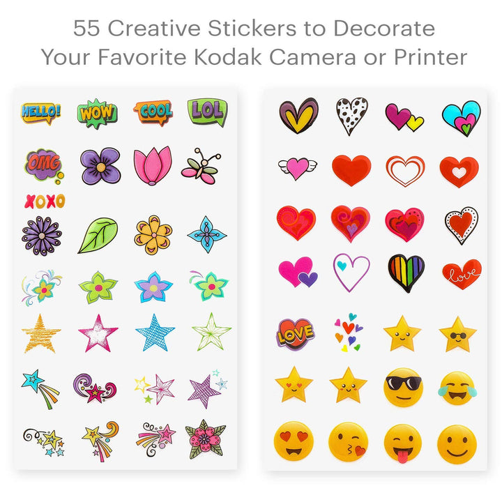 Zink 50+ Sticker Deluxe Set – Personalize & Decorate Your Kodak, Lifeprint, Polaroid, HP, Canon, Fujifilm Instant Cameras and Printers with Fun Shapes, Cute Emojis & Trendy Designs