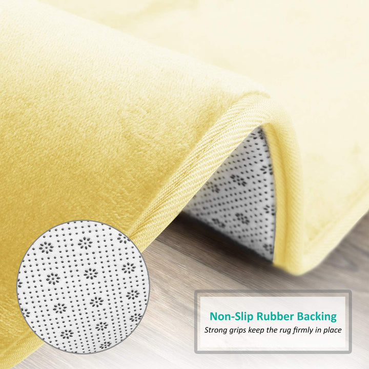 Clara Clark Bathroom Rugs, Velvet Memory Foam Bath Mat, Non-Slip, Machine Washable Bath Rugs - Dries Quickly, Ultra Soft Plush Bath Mats for Bathroom, 20 x 24, Mellow Yellow Solid Contour