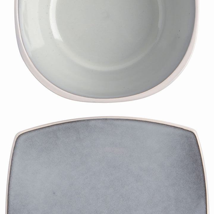 Gibson Soho Lounge Square Reactive Glaze Stoneware Dinnerware Set, Service for 4 (16pc), Sapphire Service for 4 (16pcs)